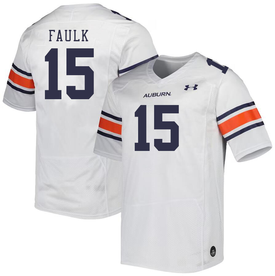 Men #15 Keldric Faulk Auburn Tigers College Football Jerseys Stitched-White